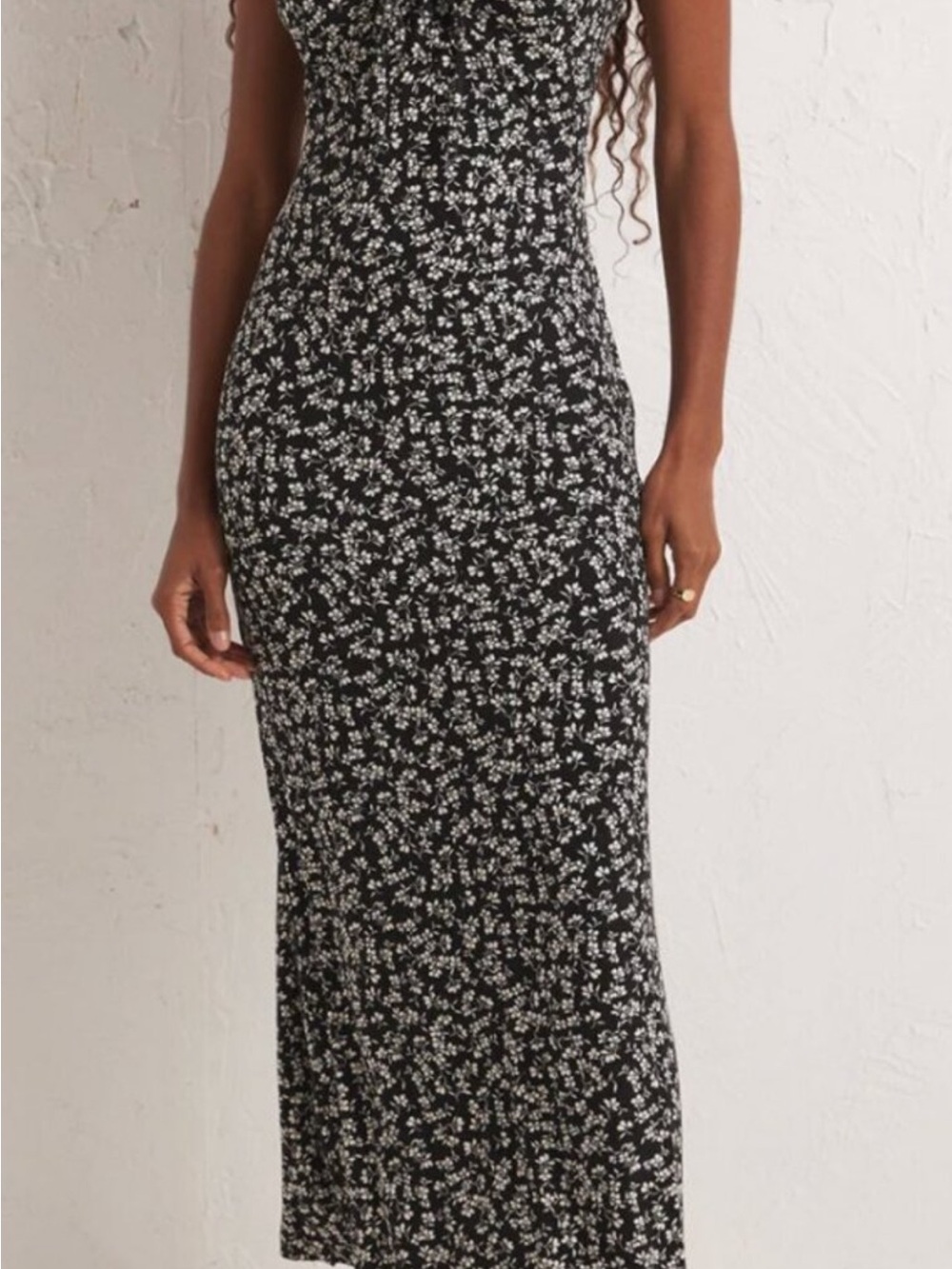 Z Supply ‘Melinda Gia Ditsy” Black & White Floral Midi Dress
